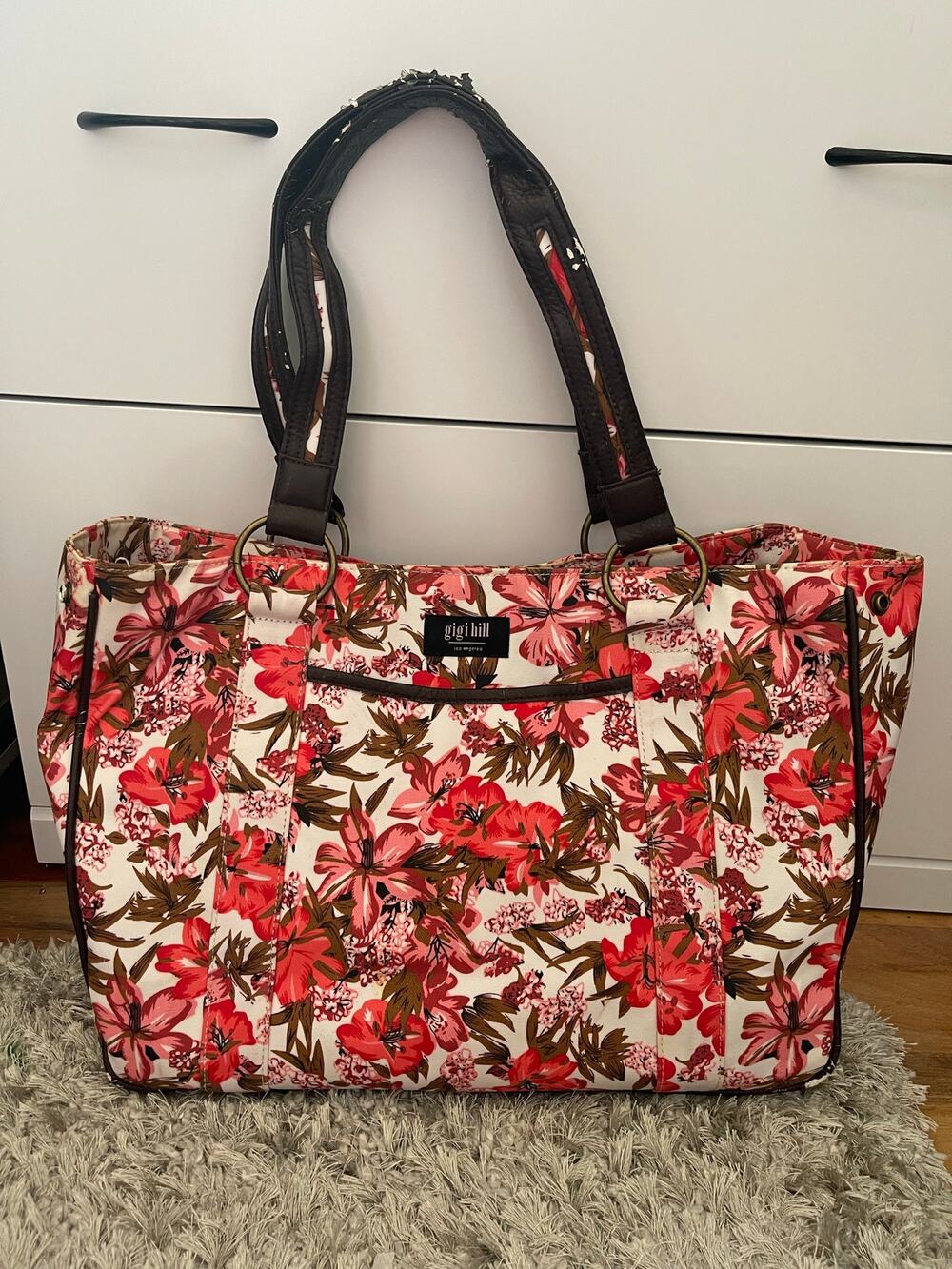 Gigi Hill Large Tote Hibiscus Shopping, Beach, Travel
